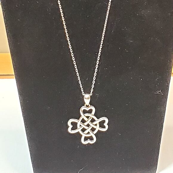 925 Celtic Infinity Heart Necklace 10" Silver Vtg - Picture 5 of 7